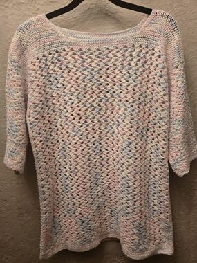 Pastel Crochet Knit Top Handmade  Pink Blue White Cottagecore Fairycore Boho